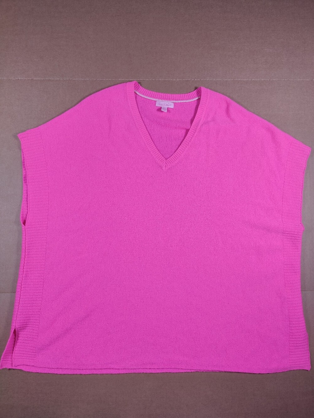 Lilly Pulitzer 100% Cashmere Hot Pink V-Neck Oversized Poncho Sweater Size M/L